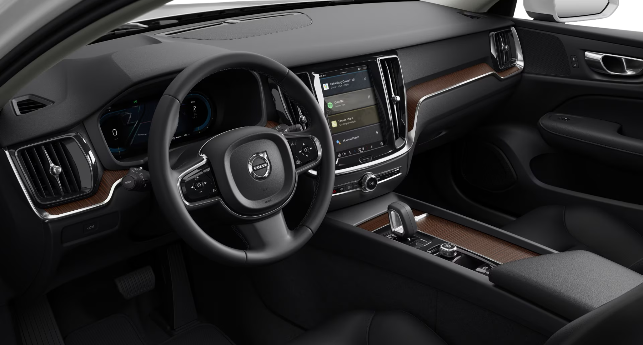 2025 Volvo V60 Cross Country Plus AWD interior dashboard featuring Google-integrated infotainment and digital driver display