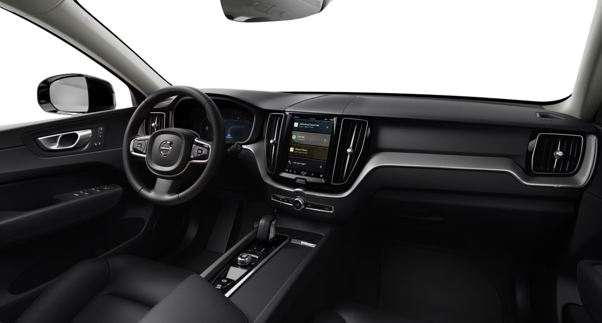 2025 Volvo XC60 AWD Core dashboard with Google Built-In infotainment, touchscreen display, and Scandinavian minimalist design.