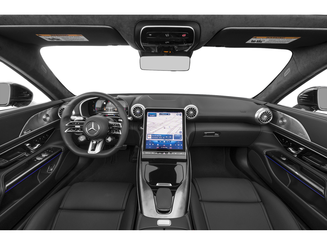 Dashboard of the 2025 Mercedes SL AMG, featuring MBUX tech for a luxury Mercedes SL AMG lease 2025 in NYC.