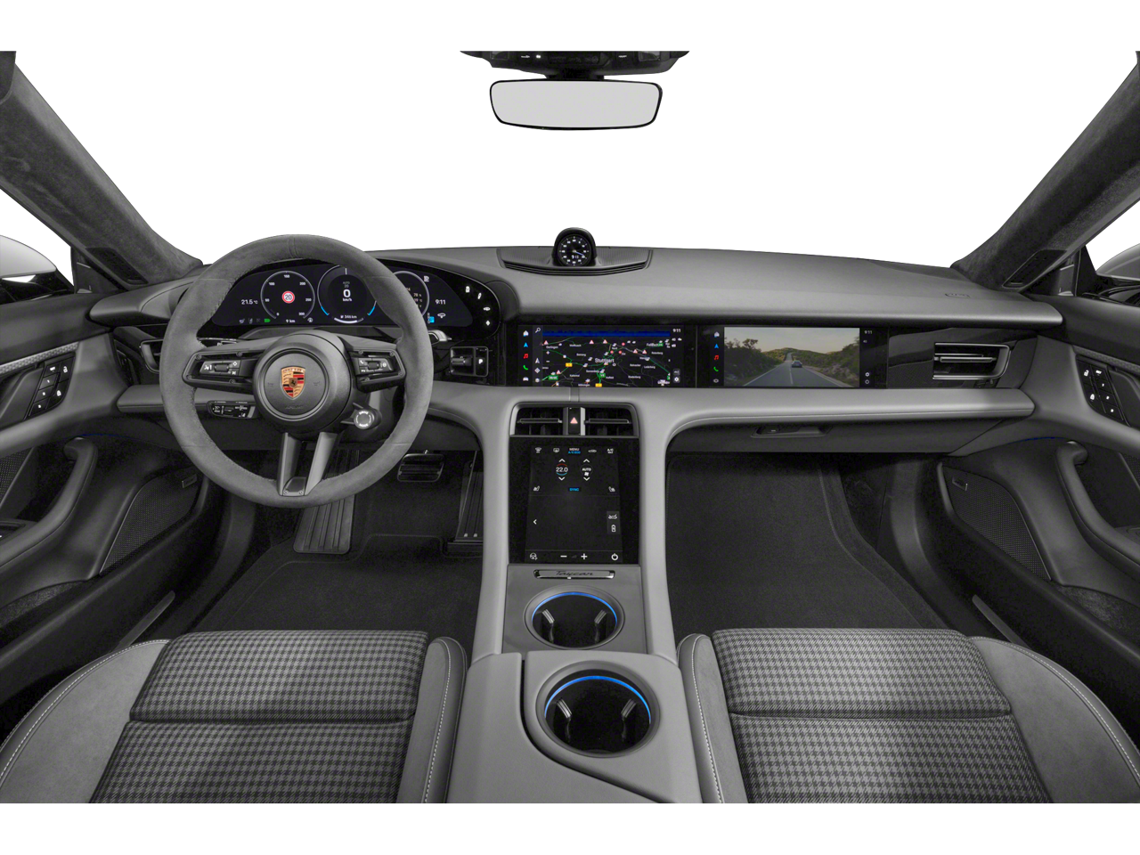 Dashboard of the 2025 Taycan lease deals, featuring a 16.8-inch digital display in a luxury EV.