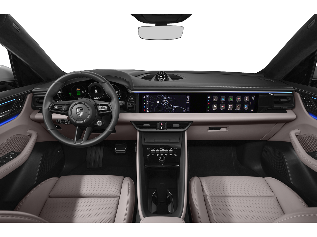 Interior dashboard of the 2025 Porsche Macan EV with advanced digital features