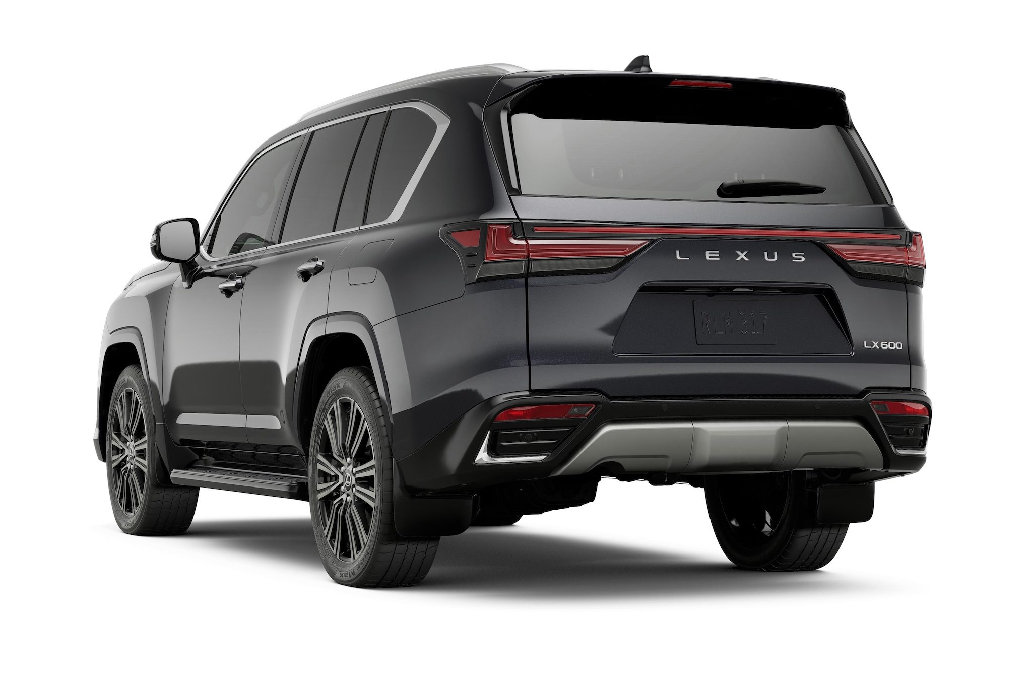 Rear view of the 2025 Lexus LX600 lease, displaying elegant tail lights for this luxury SUV lease 2025.