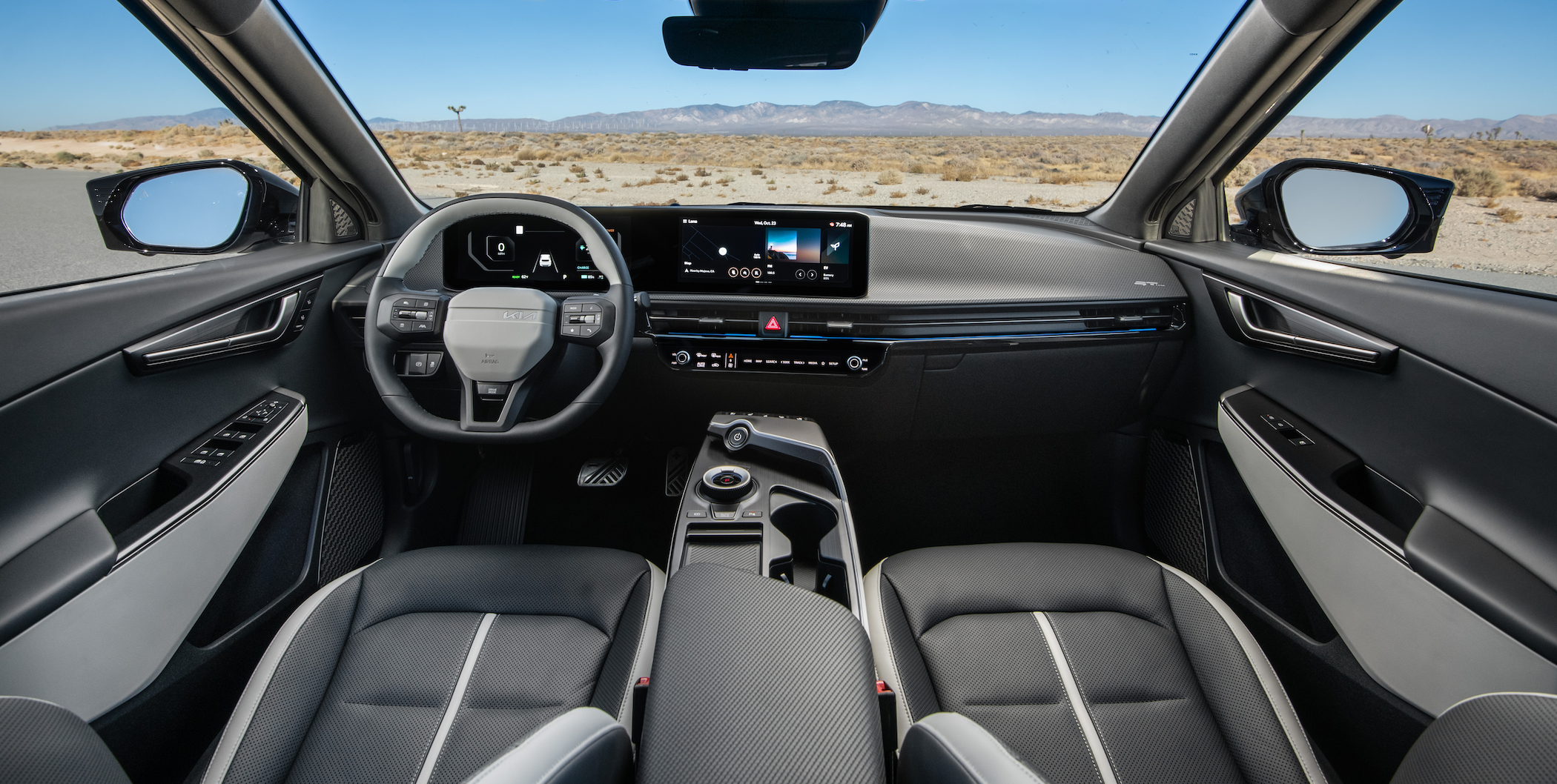 2025 Kia EV6 lease interior dashboard with advanced technology for eco-friendly NYC leasing.