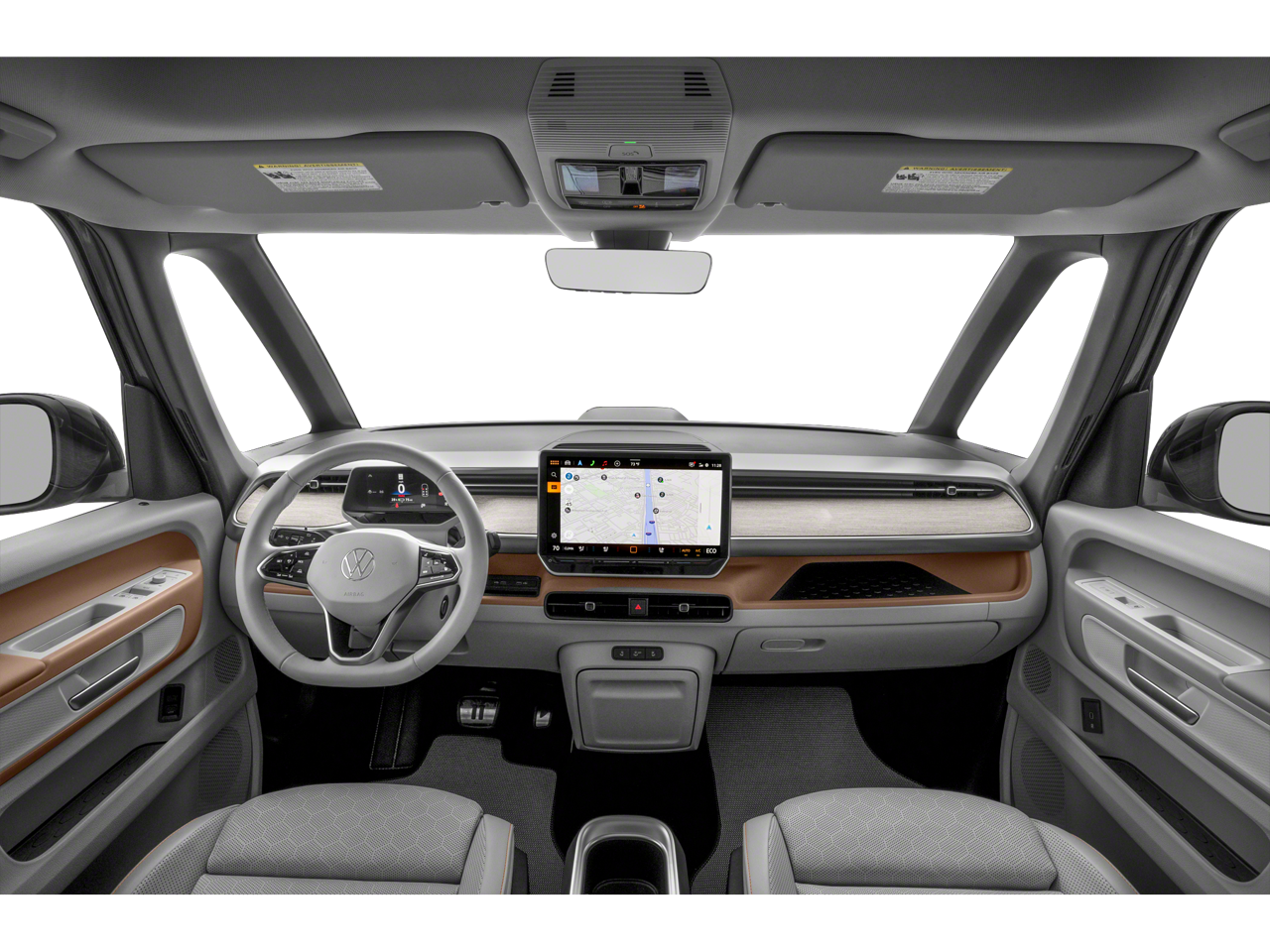 Interior dashboard of 2025 VOLKSWAGEN ID BUZZ LEASE showing touchscreen and driver controls