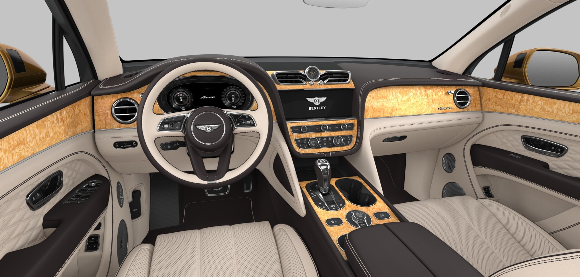 Dashboard and infotainment of the 2025 Bentayga Hybrid SUV interior