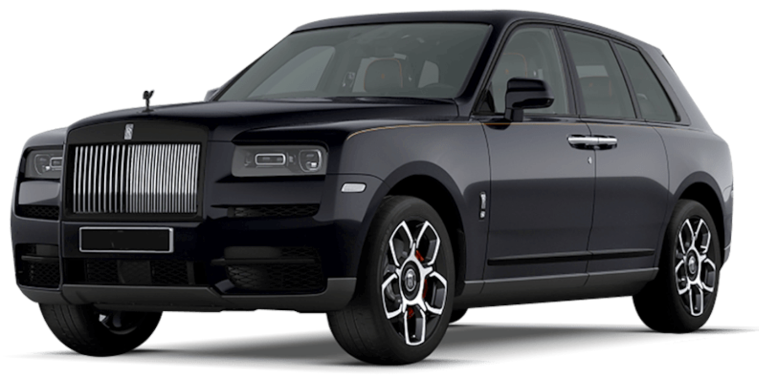 Front exterior of a 2025 Rolls Royce Cullinan available for lease