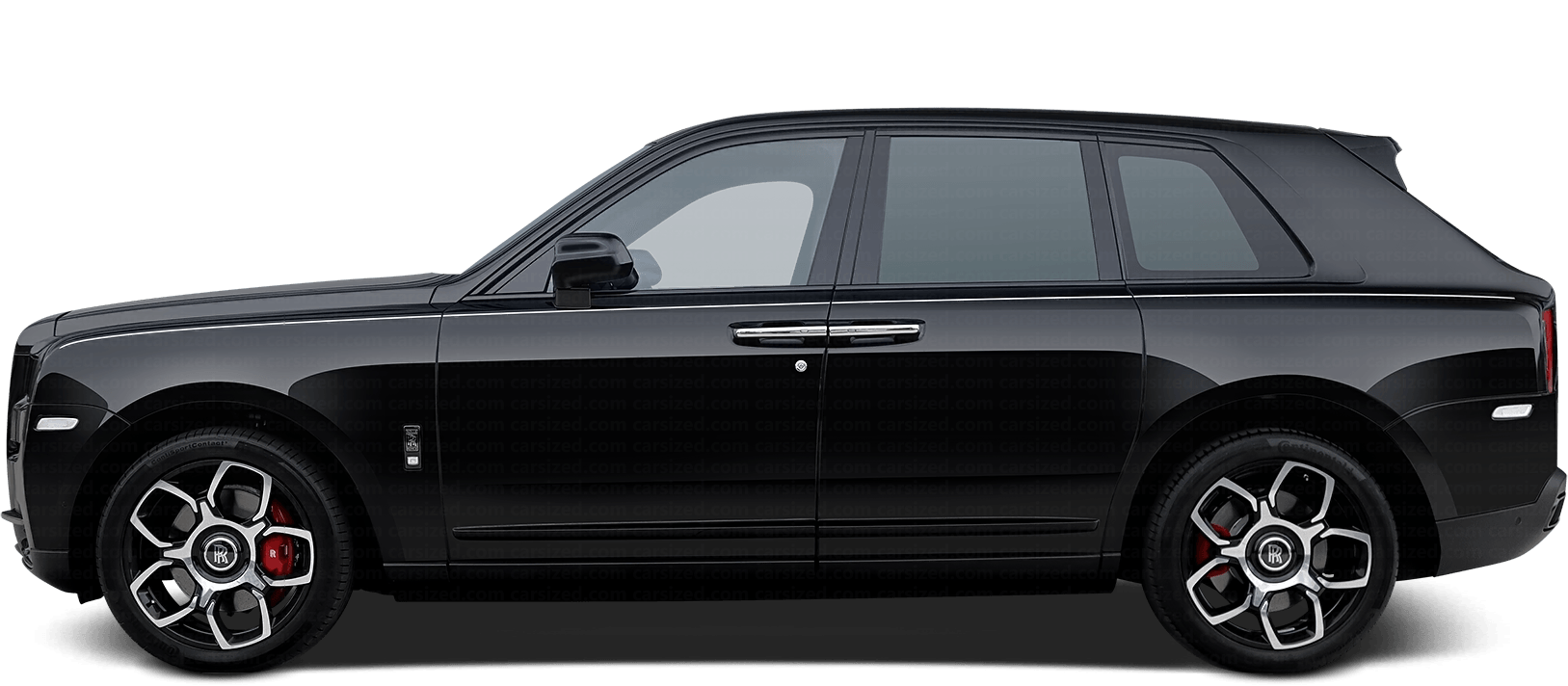 Side view of a 2025 Rolls Royce Cullinan luxury SUV for lease